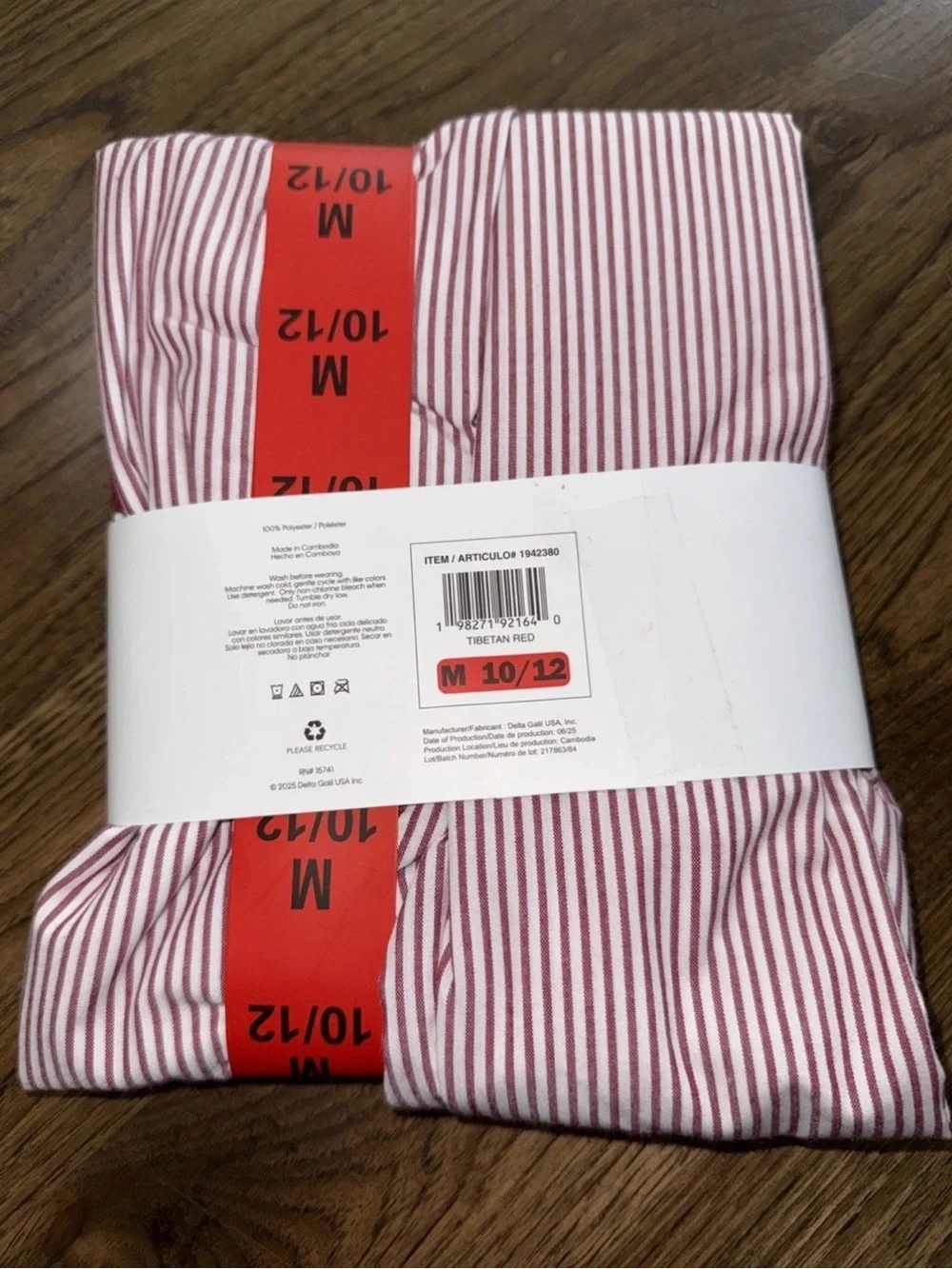 Calvin Klein NWT Girls 3-Piece Red Stripe Pajama Set Size M 10/12- 001*